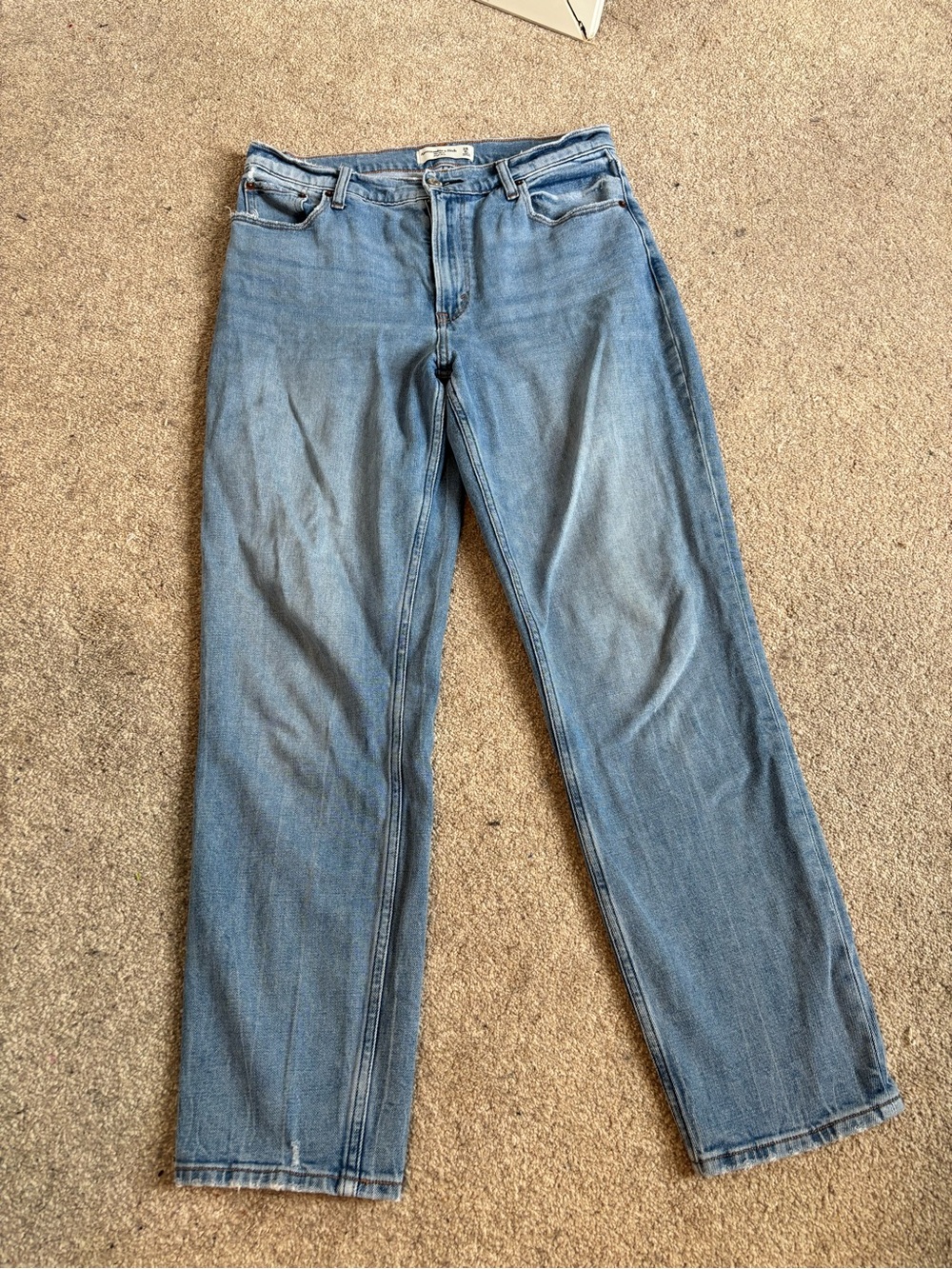 Abercrombie & Fitch High Rise Light Blue Straight-Leg Mom Jeans